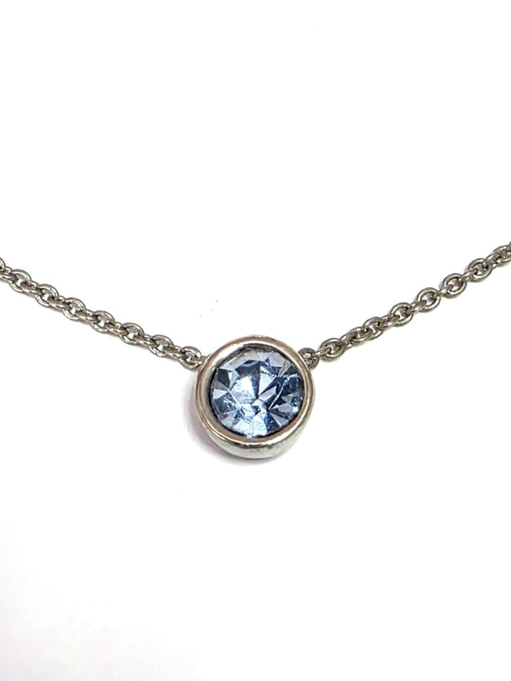 Lia Sophia blue crystal bezel silver-tone necklace